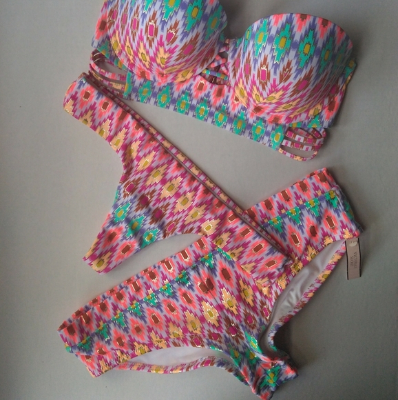 VS Midi Beach Bandeau Cheeky Thong Bikini~Ikat - Picture 6 of 13